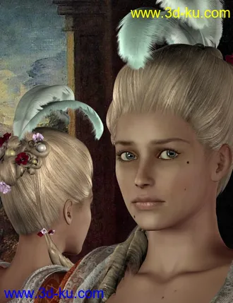 3D打印模型Marie Louise Hair and Wig的图片