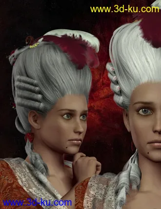 3D打印模型Marie Louise Hair and Wig的图片