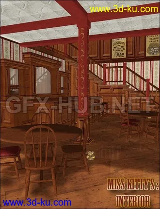 3D打印模型Miss Kitty's - Interior的图片