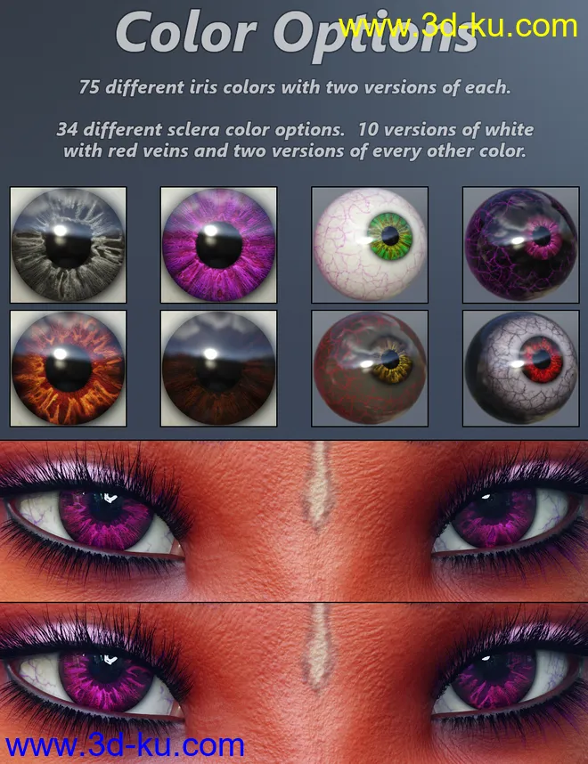 MMX Beautiful Eyes for Genesis 3 and 8模型的图片3