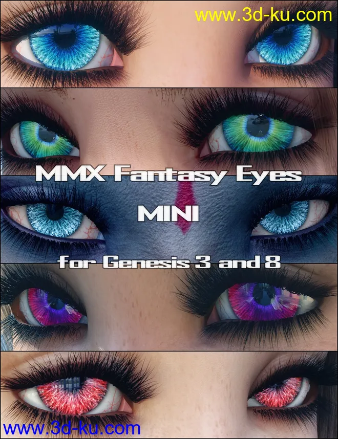 MMX Fantasy Eyes Mini for Genesis 3 and 8模型的图片1