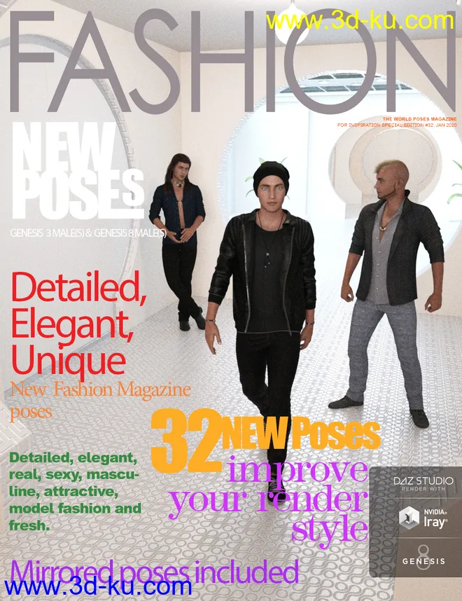 Model Magazine Poses for Genesis 3 and 8 Male(s)模型的图片8