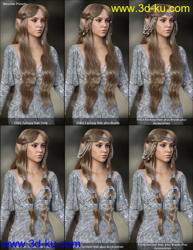 MRL dForce Fantasy Hair Pack模型的图片7