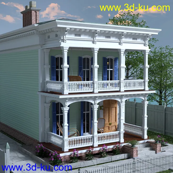MS20 New Orleans Garden District House for DAZ Studio 4.9 Iray模型的图片1