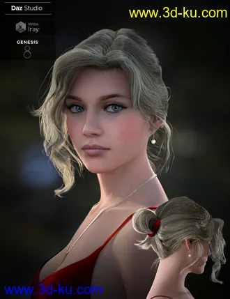 3D打印模型Nadae Bun Hair Set For Genesis 3 and 8 Females的图片