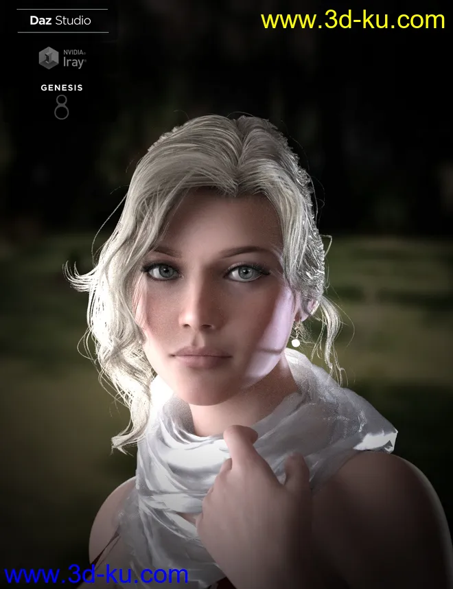 Nadae Bun Hair Set For Genesis 3 and 8 Females模型的图片4