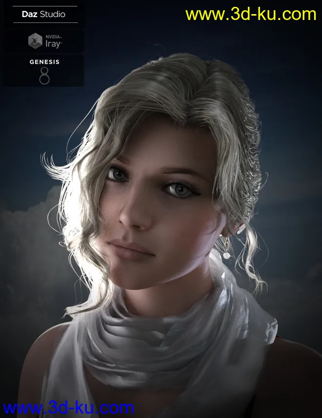 Nadae Bun Hair Set For Genesis 3 and 8 Females模型的图片7