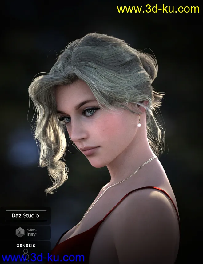 Nadae Bun Hair Set For Genesis 3 and 8 Females模型的图片8