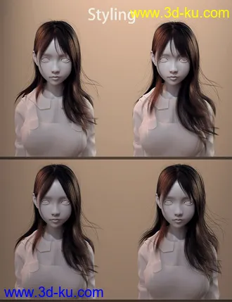 Natsuki Hair for Genesis 8 Females模型的图片8