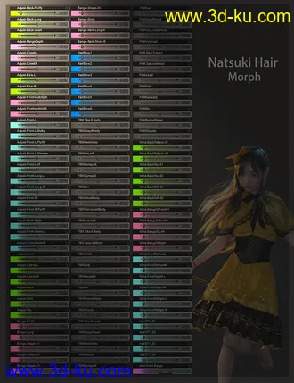 Natsuki Hair for Genesis 8 Females模型的图片9