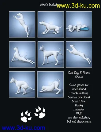 3D打印模型Naughty Dog Props and Poses for Daz Dog 8的图片