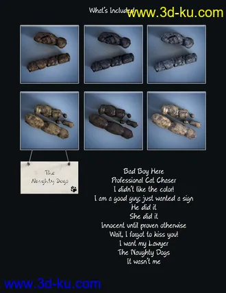 3D打印模型Naughty Dog Props and Poses for Daz Dog 8的图片