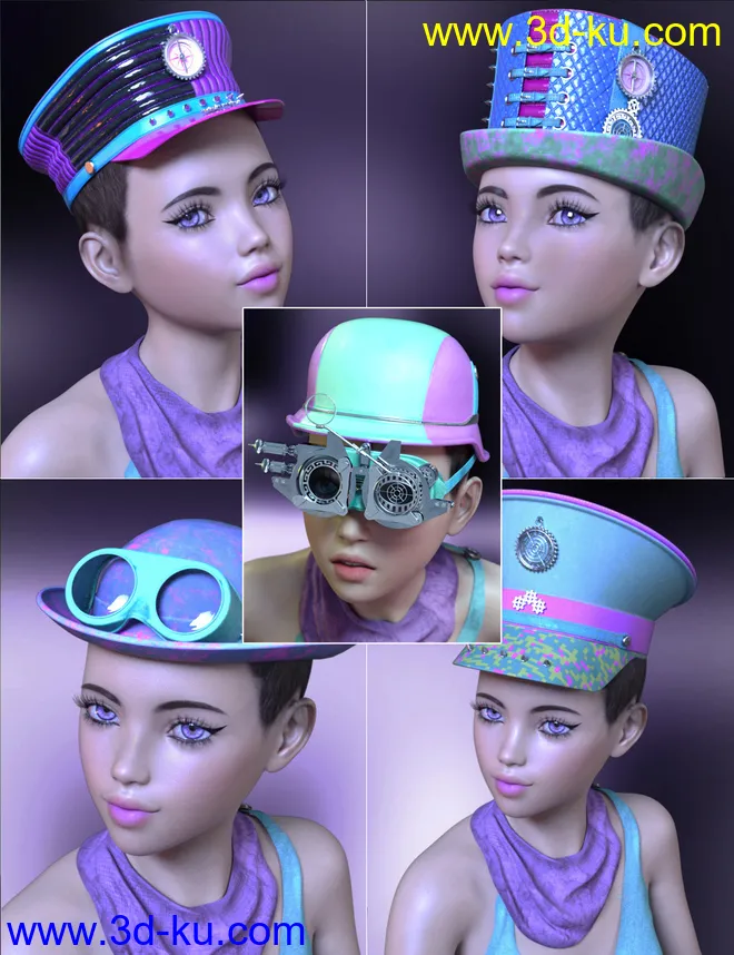 Neon Steam Punk Hats for Genesis 8模型的图片2