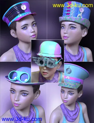 3D打印模型Neon Steam Punk Hats for Genesis 8的图片