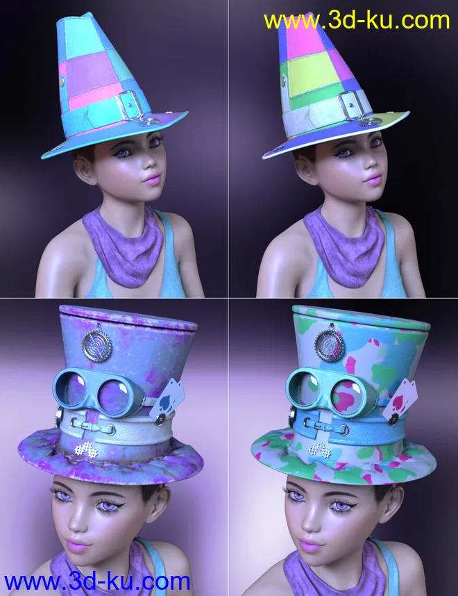 Neon Steam Punk Hats for Genesis 8模型的图片4