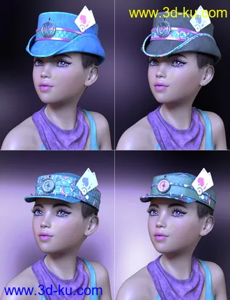 3D打印模型Neon Steam Punk Hats for Genesis 8的图片