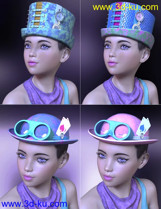 Neon Steam Punk Hats for Genesis 8模型的图片6