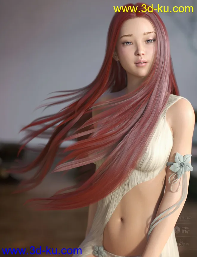 Neve Hair for Genesis 3 and 8 Females模型的图片2