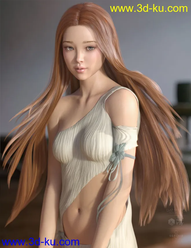 Neve Hair for Genesis 3 and 8 Females模型的图片4