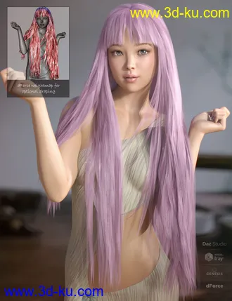 3D打印模型Neve Hair for Genesis 3 and 8 Females的图片