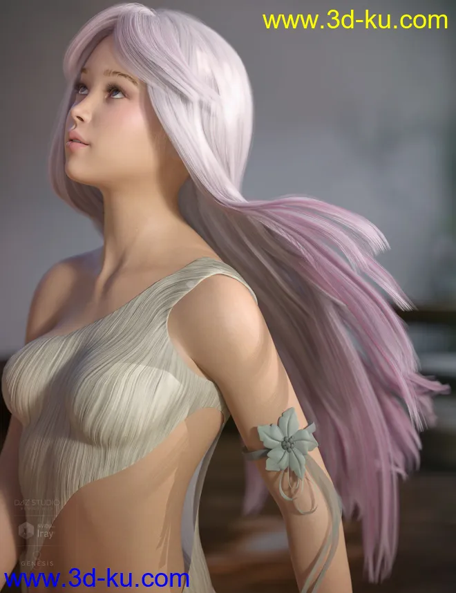 Neve Hair for Genesis 3 and 8 Females模型的图片7