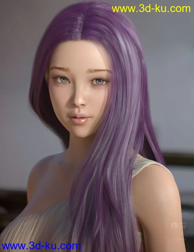 Neve Hair for Genesis 3 and 8 Females模型的图片9