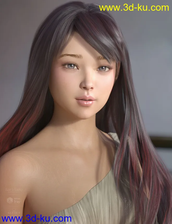 Neve Hair for Genesis 3 and 8 Females模型的图片10