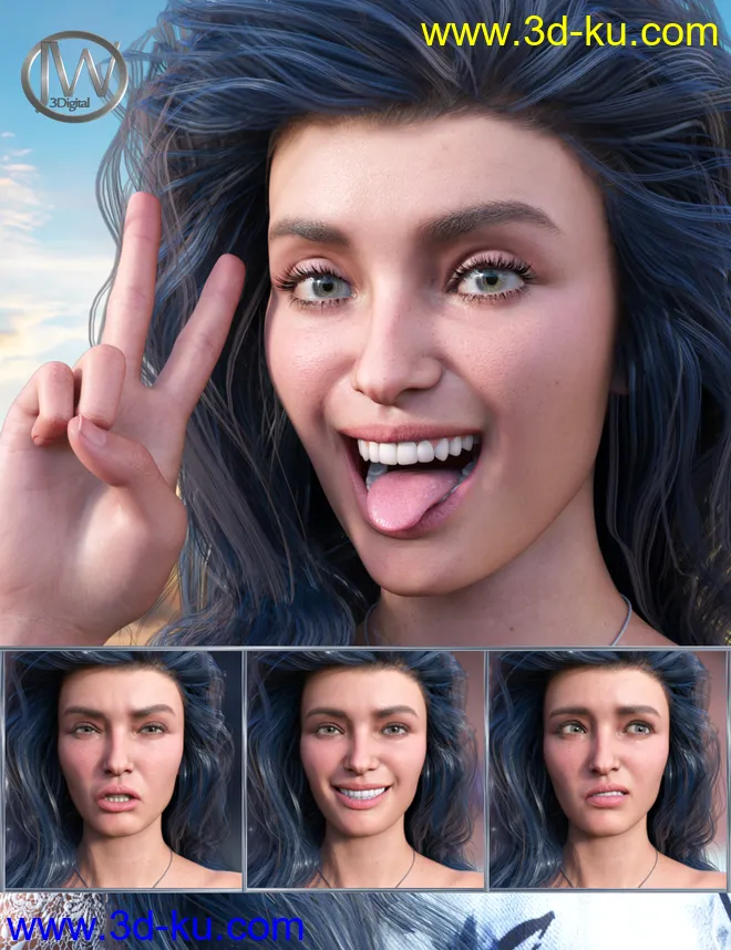 New Faces - Expressions for Genesis 8.1 Female and Victoria 8.1模型的图片1