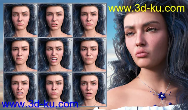 New Faces - Expressions for Genesis 8.1 Female and Victoria 8.1模型的图片2