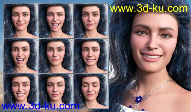 New Faces - Expressions for Genesis 8.1 Female and Victoria 8.1模型的图片3