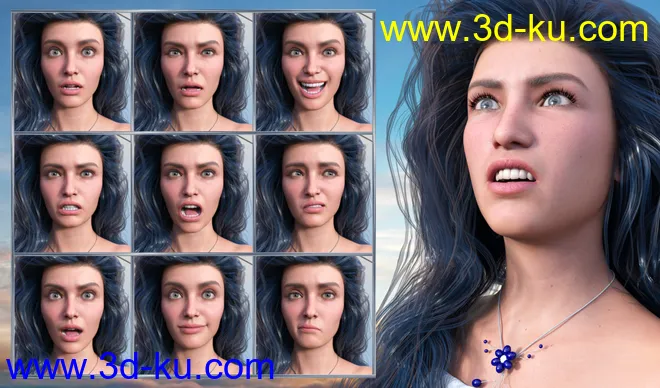 New Faces - Expressions for Genesis 8.1 Female and Victoria 8.1模型的图片5