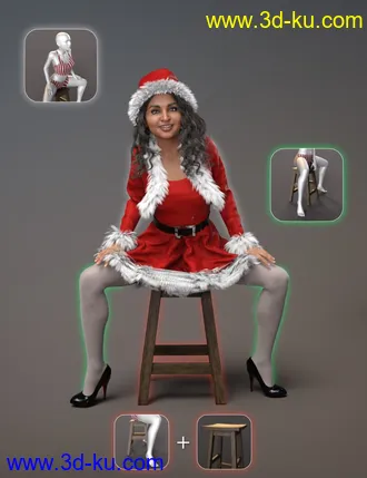 3D打印模型NG Build Your Own Sitting Poses for Genesis 8 Female (Stools)的图片