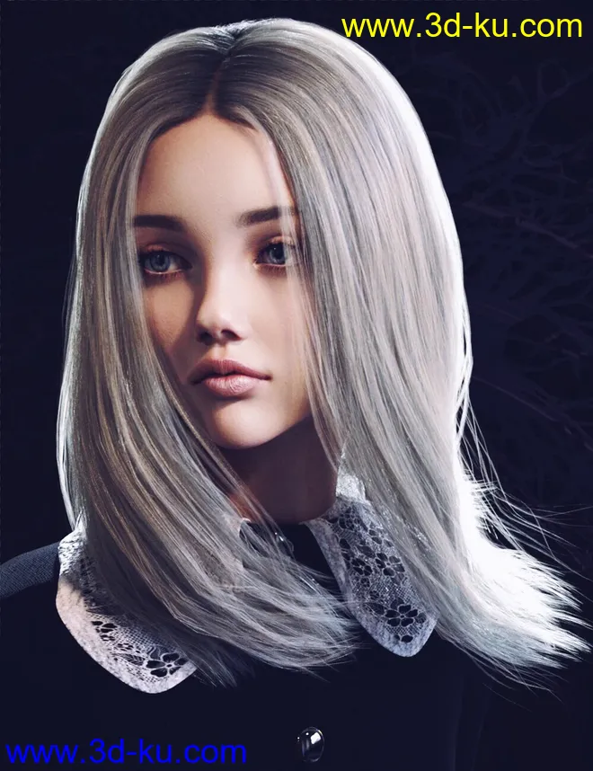 Nirv Sweet Pie Hair for Genesis 8 Females模型的图片4