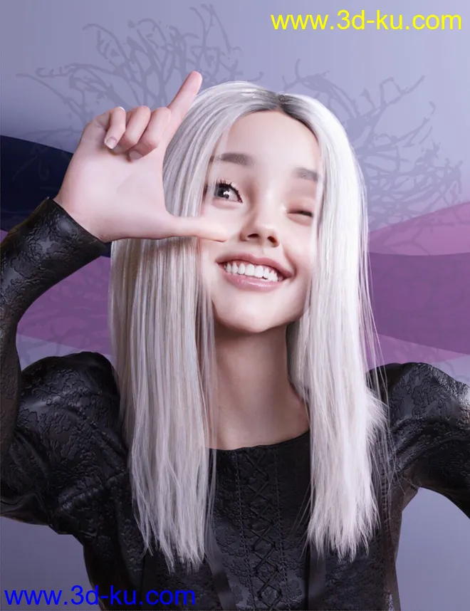 Nirv Sweet Pie Hair for Genesis 8 Females模型的图片5