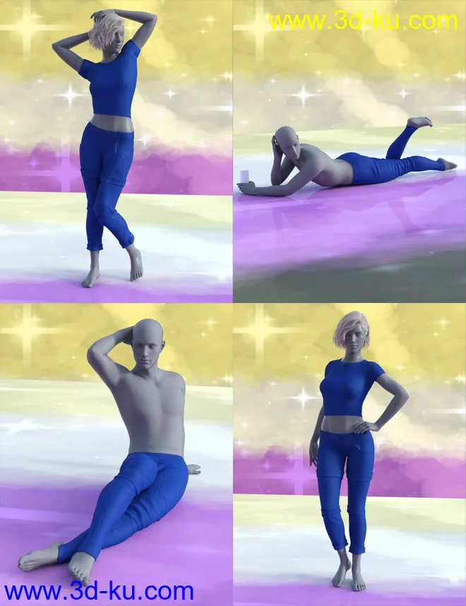 Non-Binary Feminine Poses for Genesis 8模型的图片1