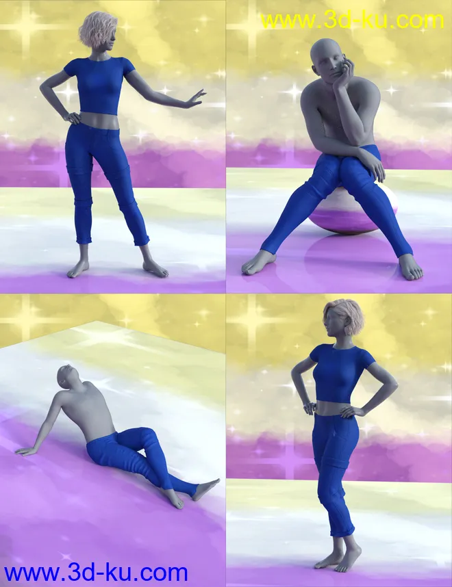 Non-Binary Feminine Poses for Genesis 8模型的图片3