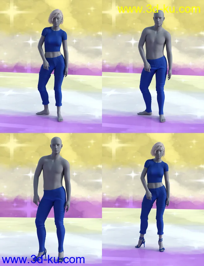 Non-Binary Masculine Poses for Genesis 8模型的图片1
