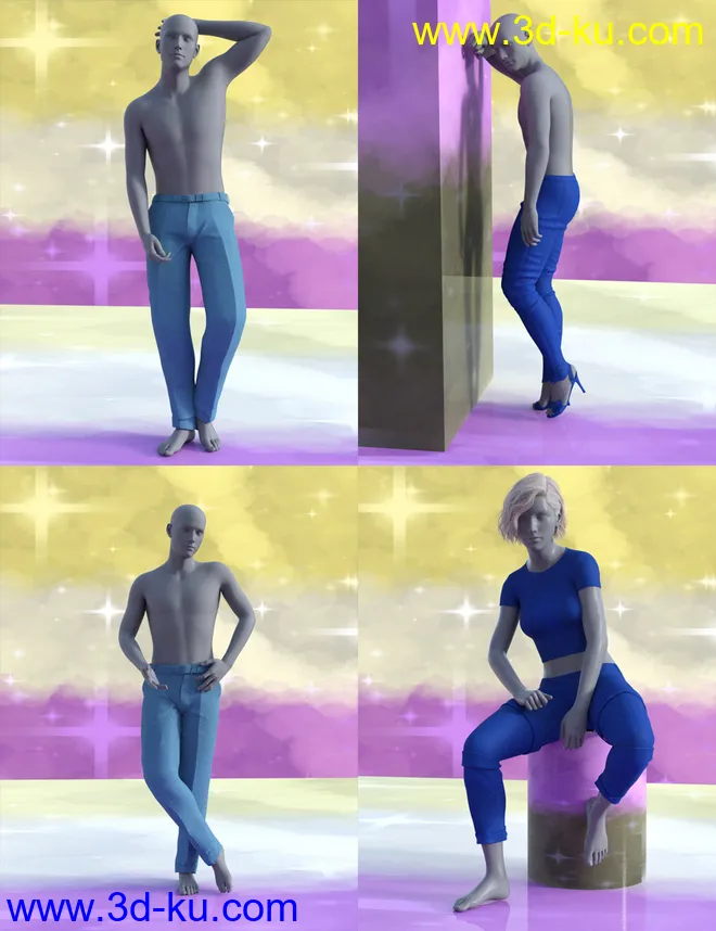 Non-Binary Masculine Poses for Genesis 8模型的图片2