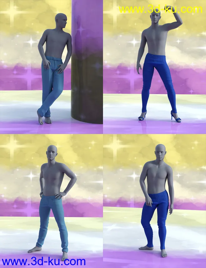 Non-Binary Masculine Poses for Genesis 8模型的图片3