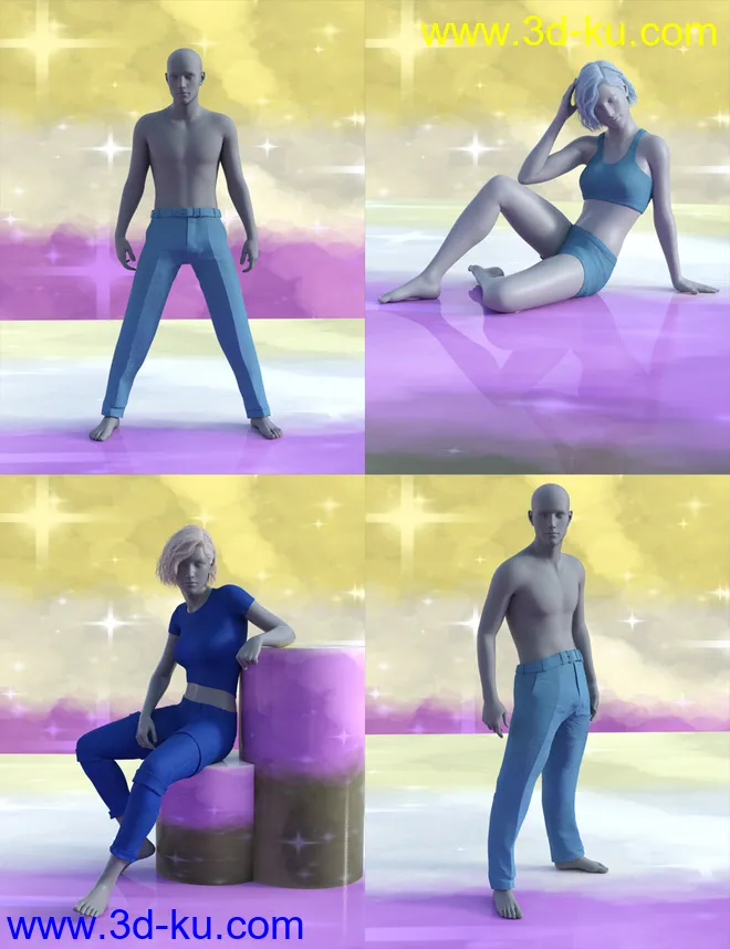 Non-Binary Masculine Poses for Genesis 8模型的图片4
