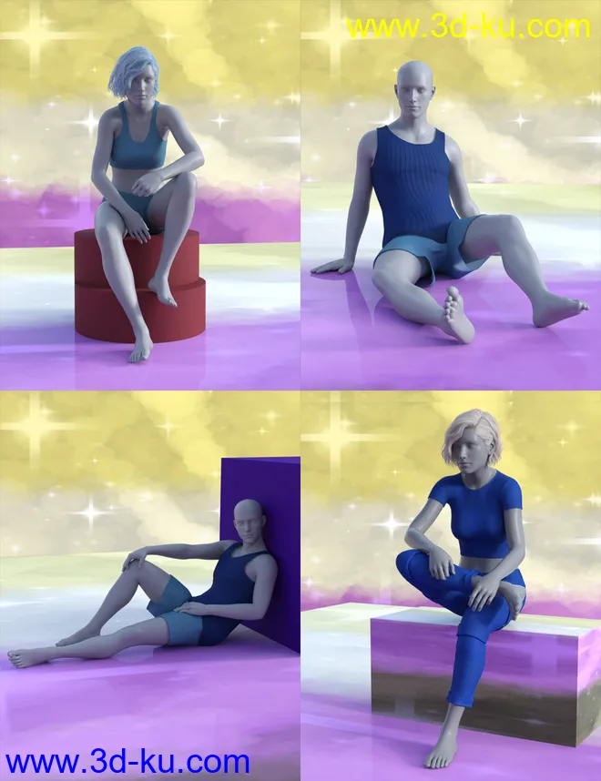 Non-Binary Masculine Poses for Genesis 8模型的图片5