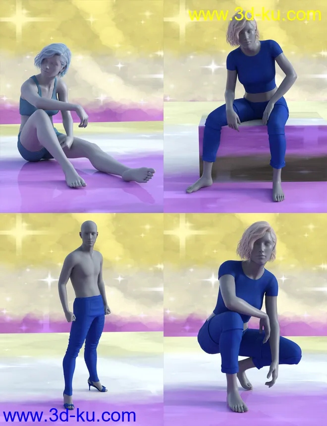 Non-Binary Masculine Poses for Genesis 8模型的图片6