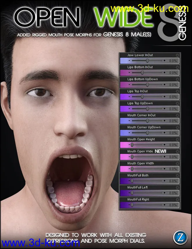 Open Wide For Genesis 8 Male(s)模型的图片1
