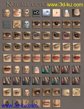 3D打印模型Phx Aer HD, Hair and Accessories for Genesis 8 Females的图片
