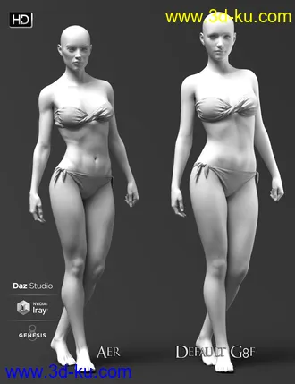 3D打印模型Phx Aer HD, Hair and Accessories for Genesis 8 Females的图片