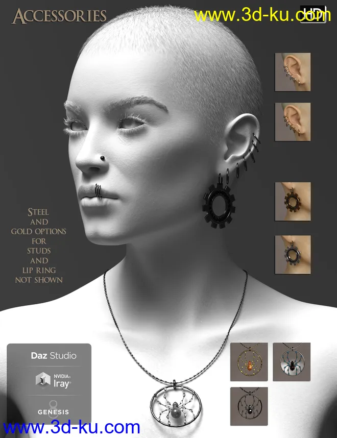 Phx Aer HD, Hair and Accessories for Genesis 8 Females模型的图片10