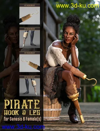 3D打印模型Pirate Hook and Leg for Genesis 8 Female(s)的图片