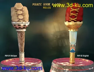 3D打印模型Pirate Hook and Leg for Genesis 8 Female(s)的图片