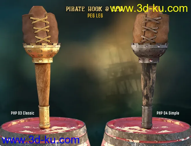 Pirate Hook and Leg for Genesis 8 Female(s)模型的图片5