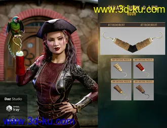 3D打印模型Pirate Hook and Leg for Genesis 8 Female(s)的图片